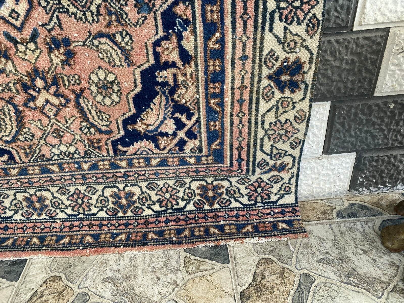 VINTAGE RUG HAND-KNOTTED Caucasian Tribal handmade wool antique farmhouse rug