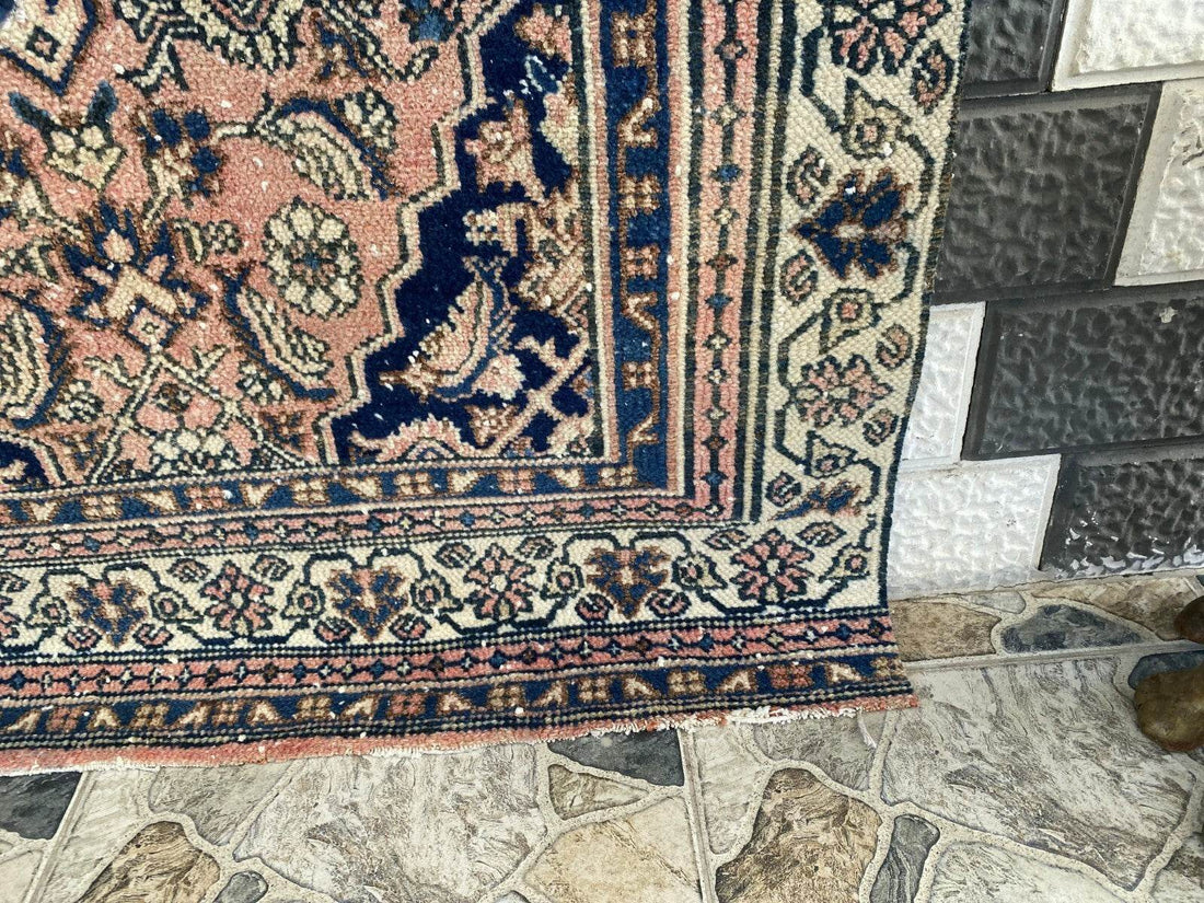 VINTAGE RUG HAND-KNOTTED Caucasian Tribal handmade wool antique farmhouse rug