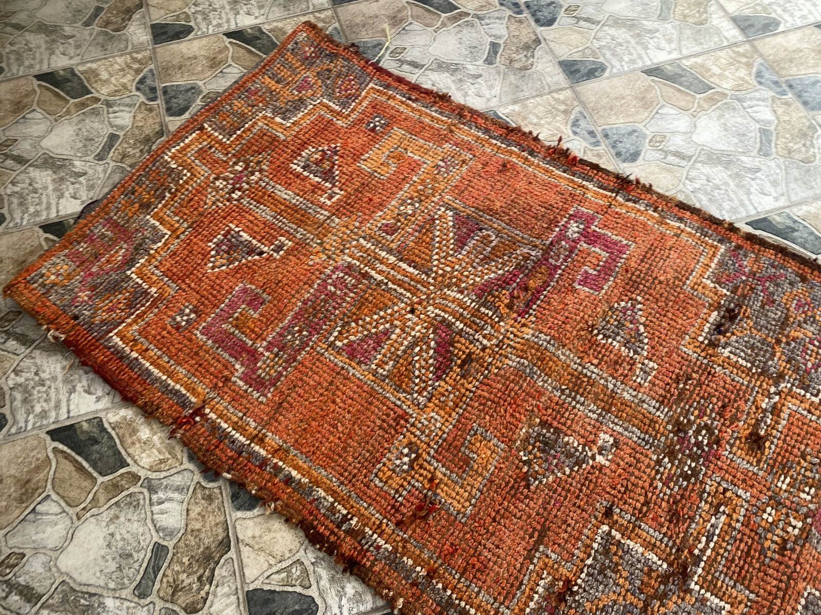 Vintage Kurdish Rug | Tribal Hand-knotted Wool Farmhouse Herki Antique 3 x 11 ft