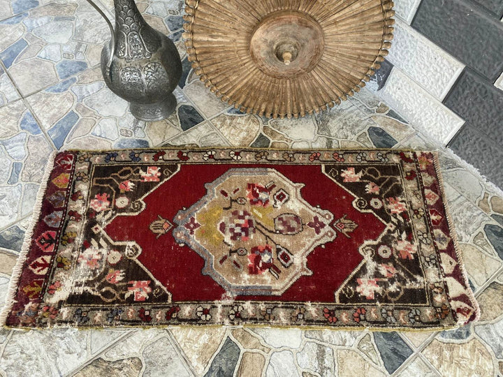 Handmade Turkish Vintage Rug | 1970s Tribal Wool Farmhouse Antique Small Carpet