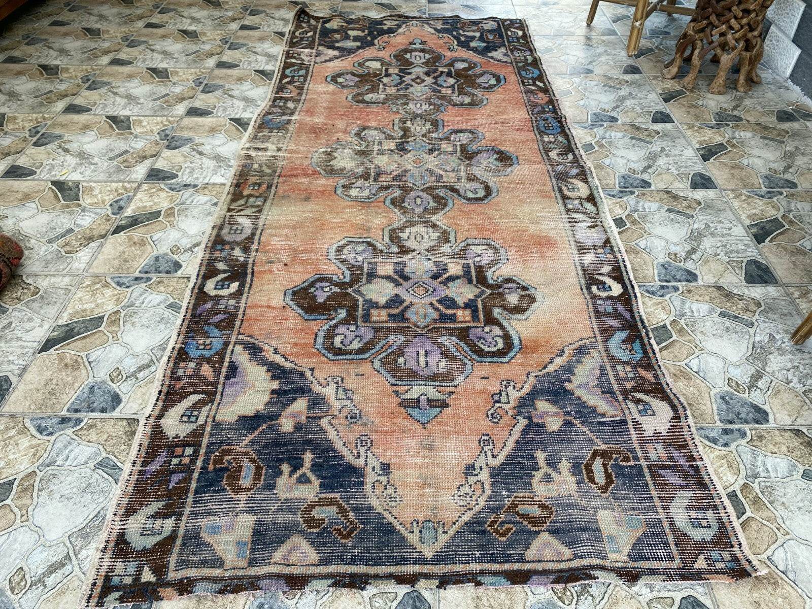 Vintage Anatolian Runner Rug | 3.7 x 9 ft | Hand-Knotted Rug Wool Hallway Carpet
