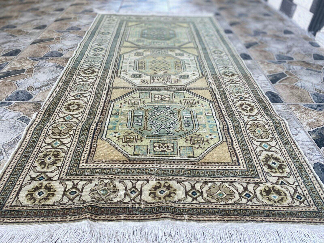 Vintage Turkish Oushak Rug - 3.2x6.1 Paste Handmade Wool Antique Tribal Area Rug