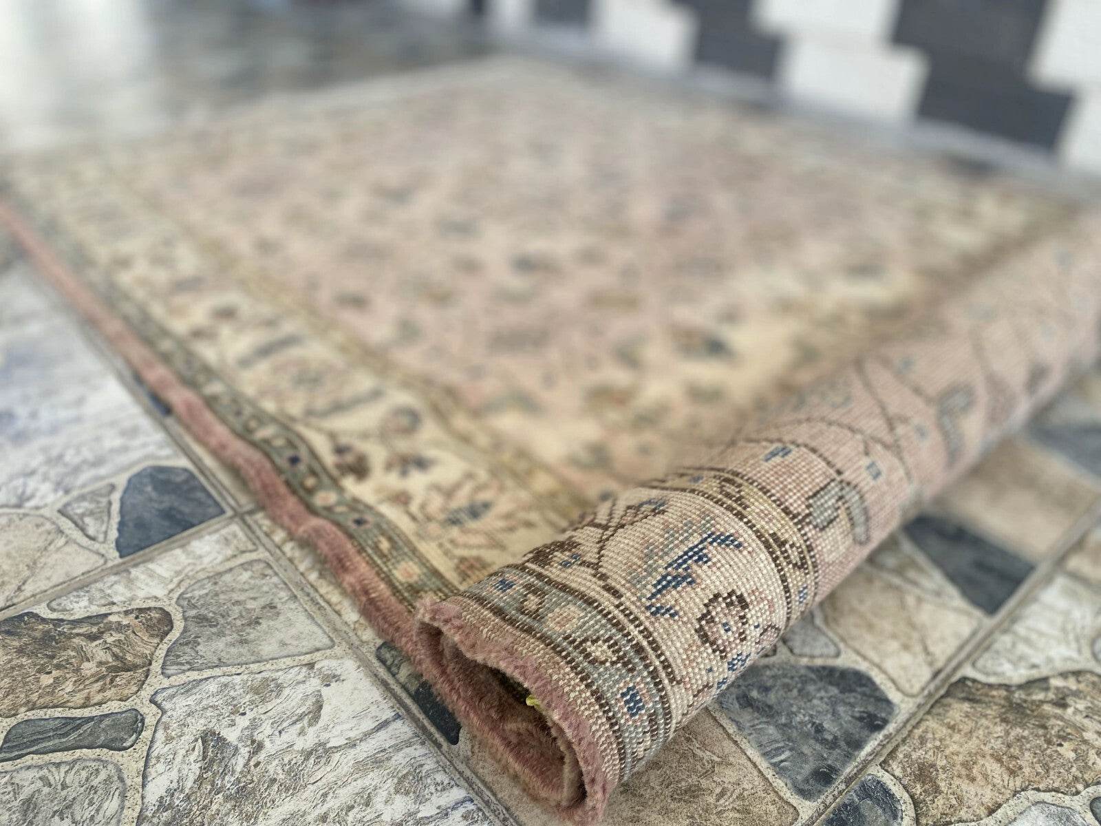 Turkish Vintage Rug | Antique Farmhouse Tribal Handmade Wool Carpet 4.1x6.9 ft