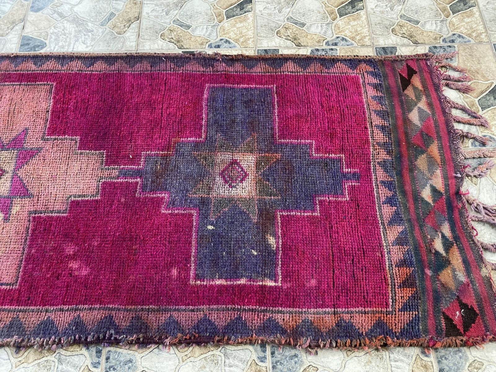 Kurdish Vintage Rug | Handmade Wool 1960s Farmhouse Tribal Antique Runner Carpet