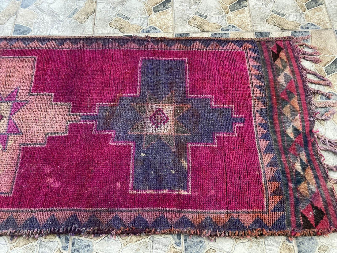 Kurdish Vintage Rug | Handmade Wool 1960s Farmhouse Tribal Antique Runner Carpet