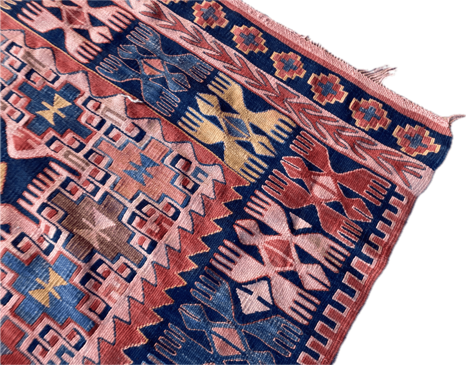 Vintage Anatolian Kilim Rug | 1970s Turkish Hand-Knotted Wool Farmhouse Area Rug