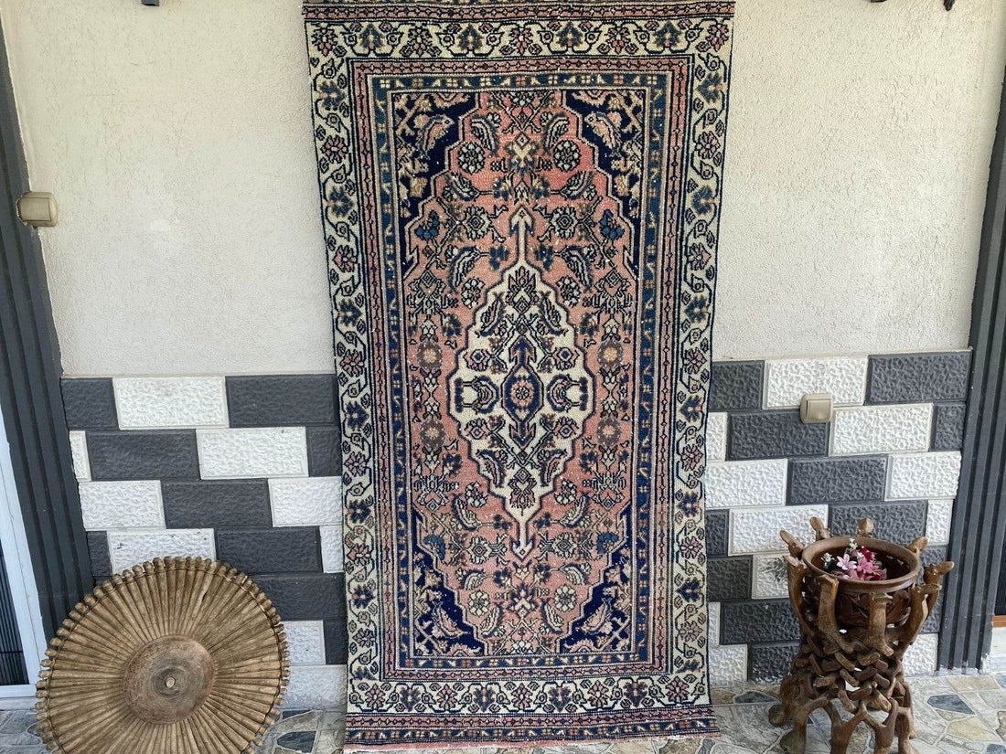 VINTAGE RUG HAND-KNOTTED Caucasian Tribal handmade wool antique farmhouse rug
