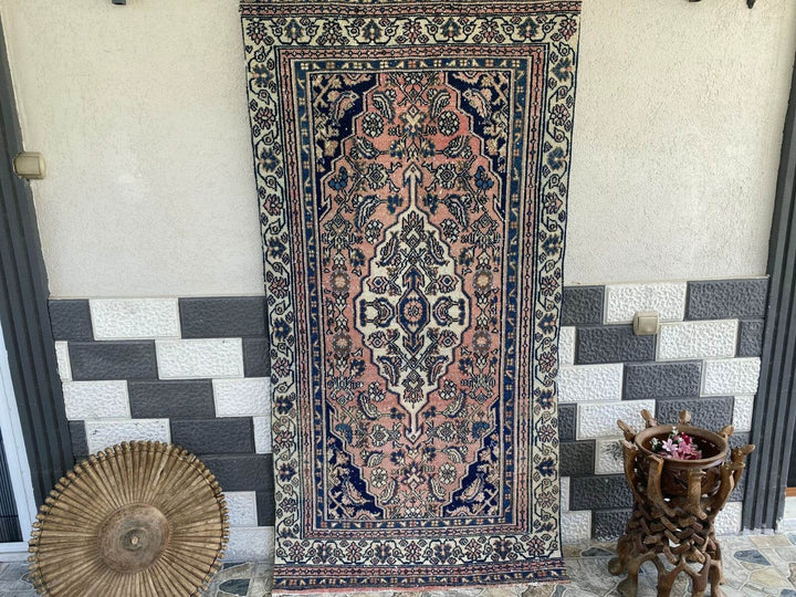 VINTAGE RUG HAND-KNOTTED Caucasian Tribal handmade wool antique farmhouse rug