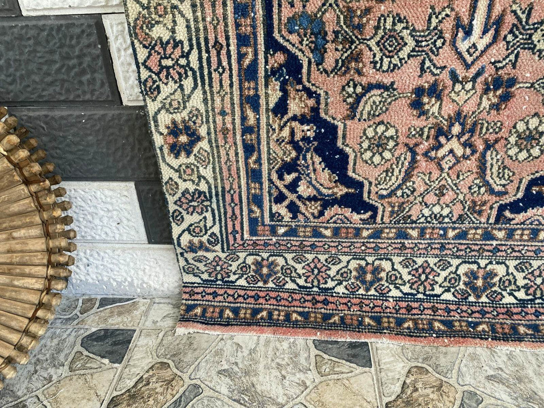 VINTAGE RUG HAND-KNOTTED Caucasian Tribal handmade wool antique farmhouse rug