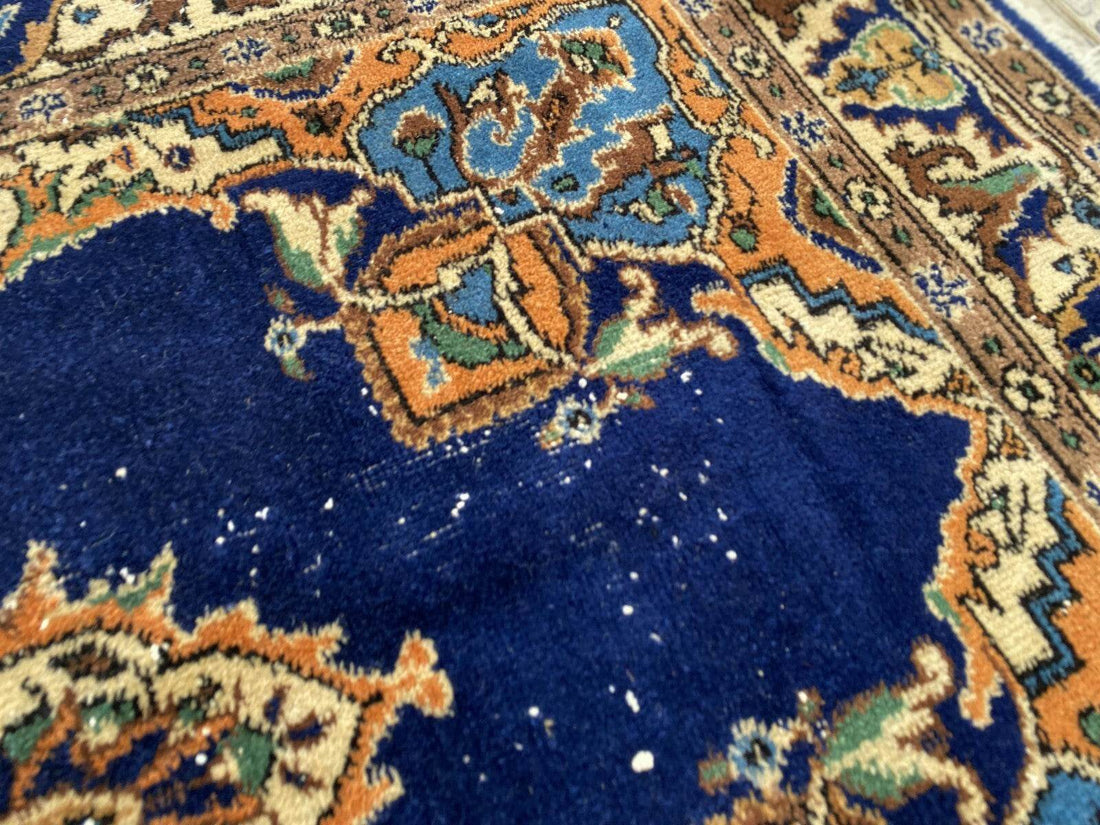 Vintage Turkish Oushak Rug, 4 x 7 ft Handmade Wool Antique Tribal Area Wool Rug