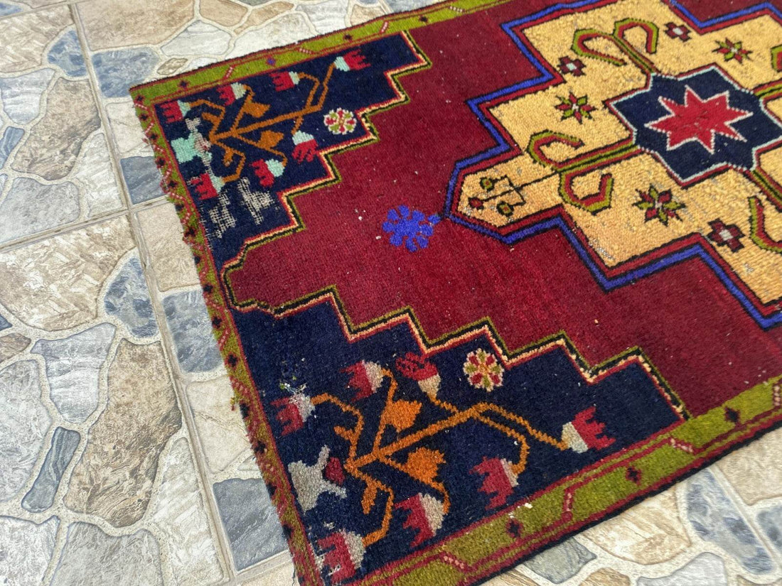 Vintage Anatolian Oushak Runner Rug | 2.6 x 9.3 ft Hand-Knotted Wool Tribal Rug