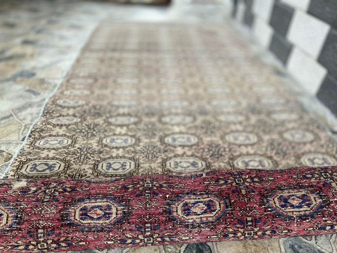 Vintage Oushak Farmhouse Rug, Turkish Anatolian Handknotted Wool Runner 3x9 ft