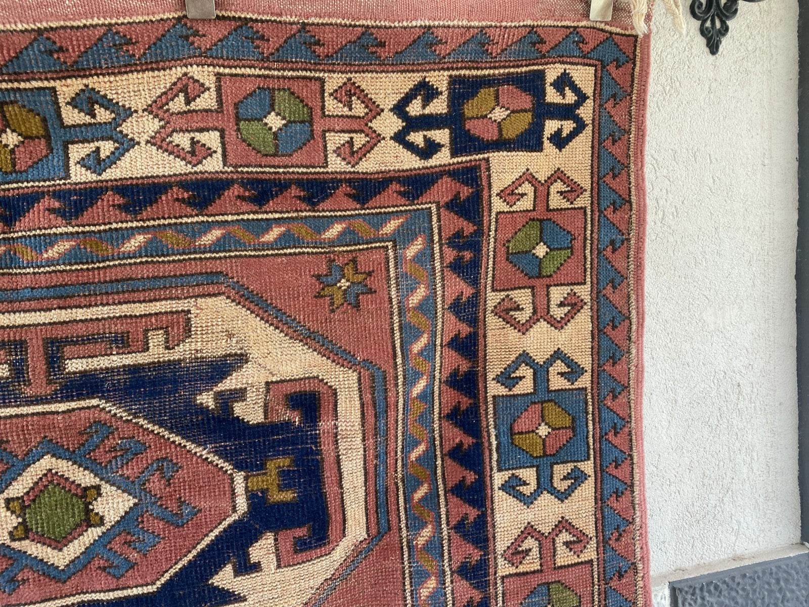 Vintage Turkish Rug | 5.3 x 7.9 ft Hand-Knotted Wool Faded Pastel Anatolian Area