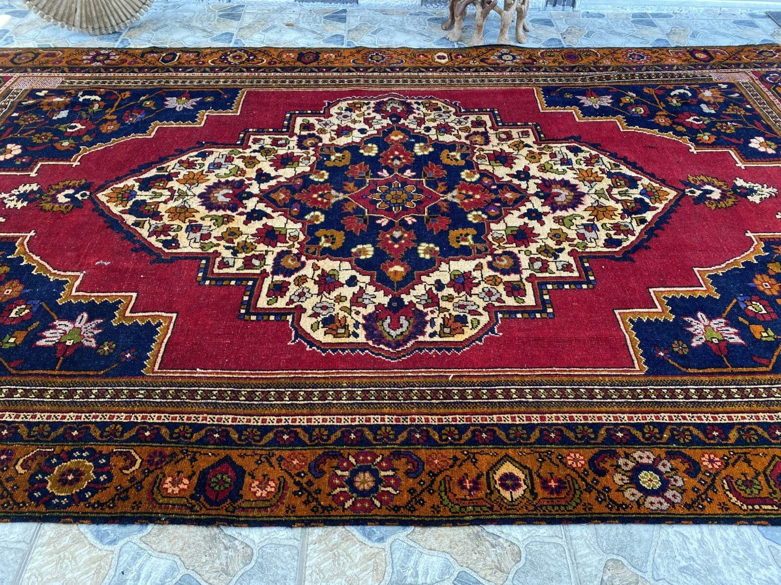 Handmade Turkish Vintage Rug 6x10 1970s Tribal Wool Farmhouse Antique Large Area