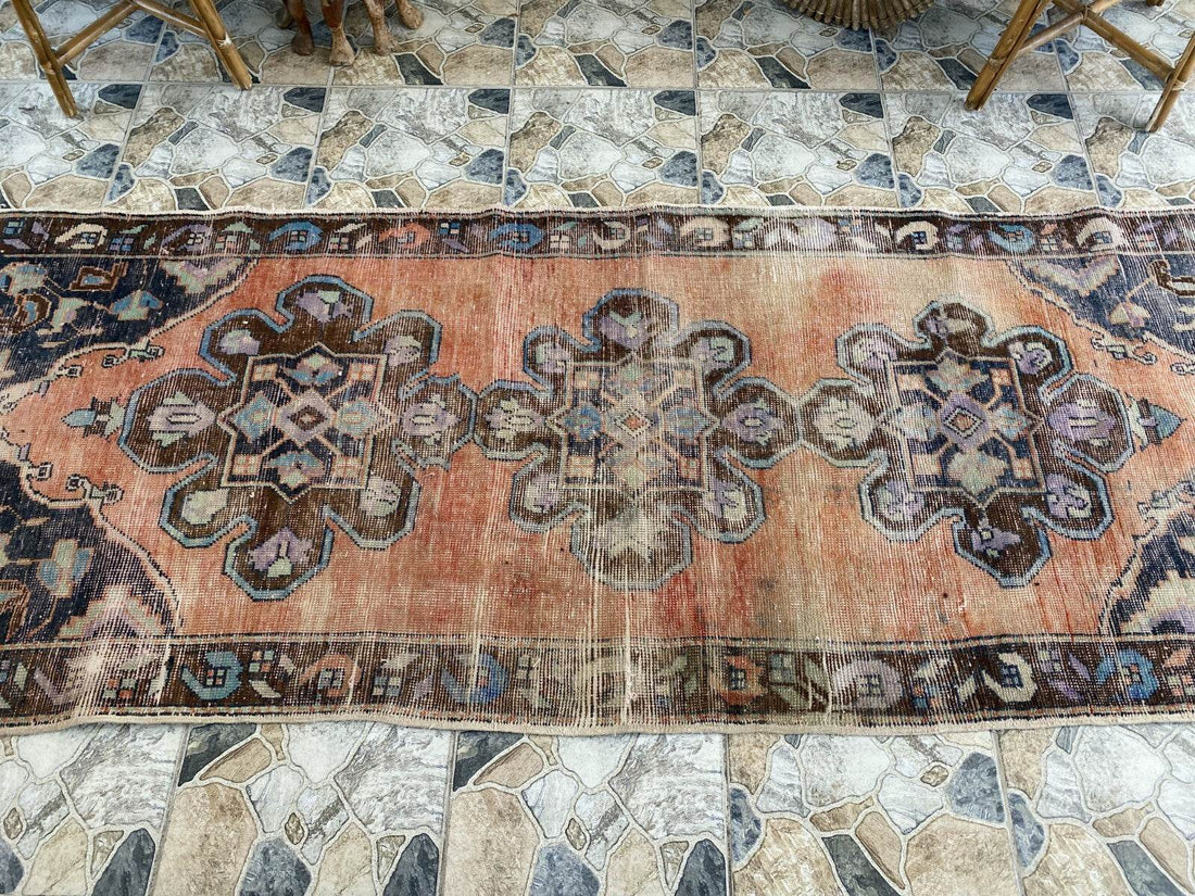 Vintage Anatolian Runner Rug | 3.7 x 9 ft | Hand-Knotted Rug Wool Hallway Carpet