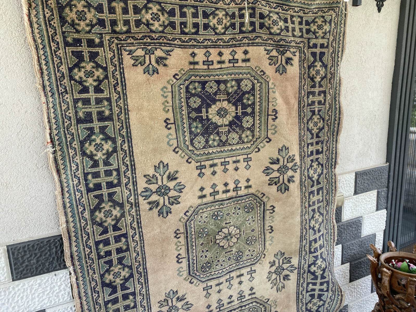 Vintage Turkish Oushak Runner | 4.33 x 9.18 ft | Hand-Knotted Wool Farmhouse Rug