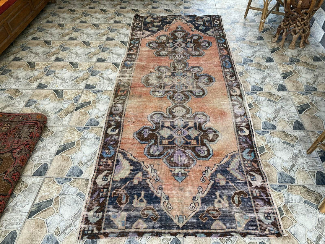 Vintage Anatolian Runner Rug | 3.7 x 9 ft | Hand-Knotted Rug Wool Hallway Carpet
