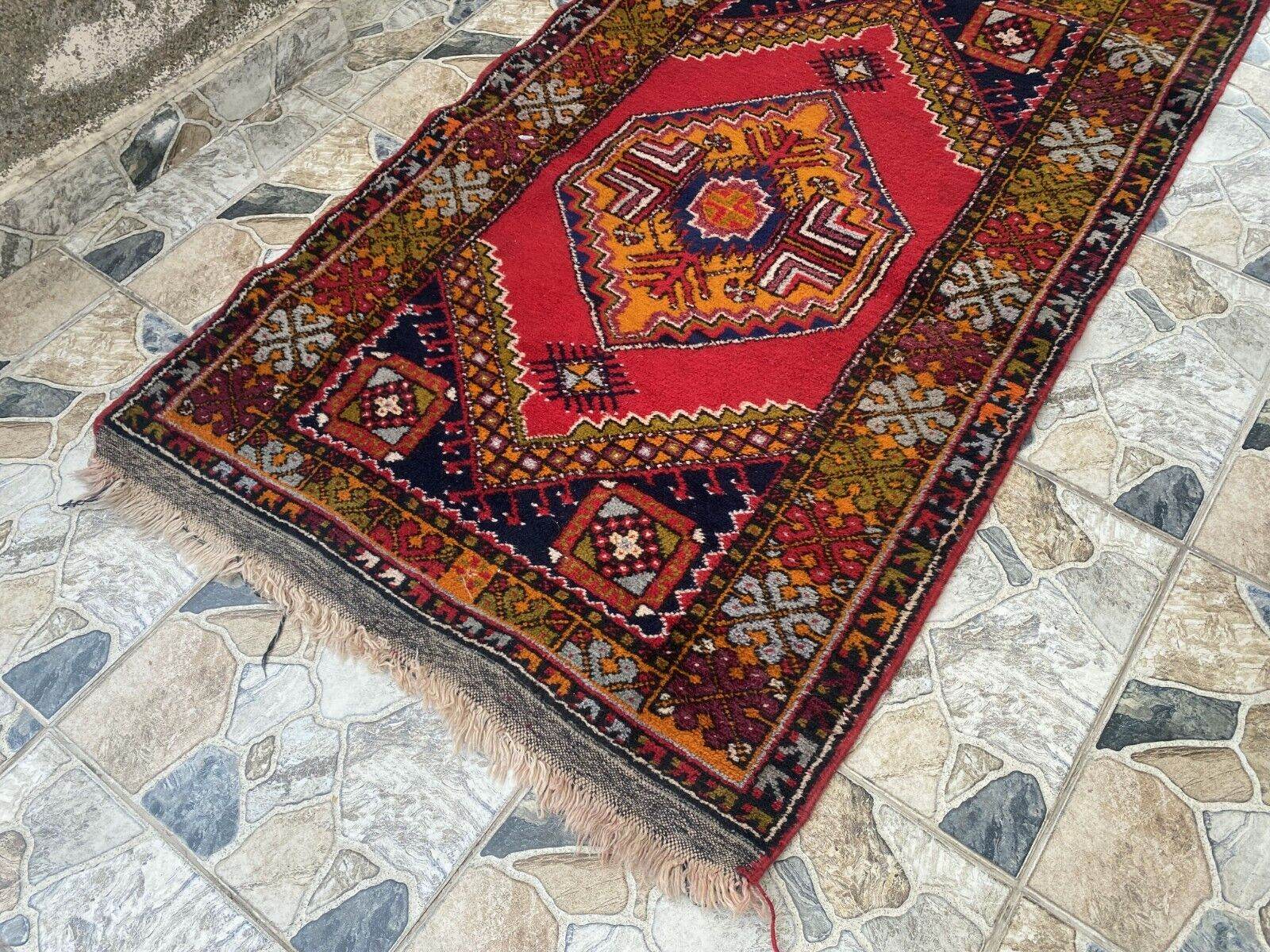 Vintage Turkish Oushak Rug | 3.3x10.8 | Wool Antique Tribal Handmade Area Rug |