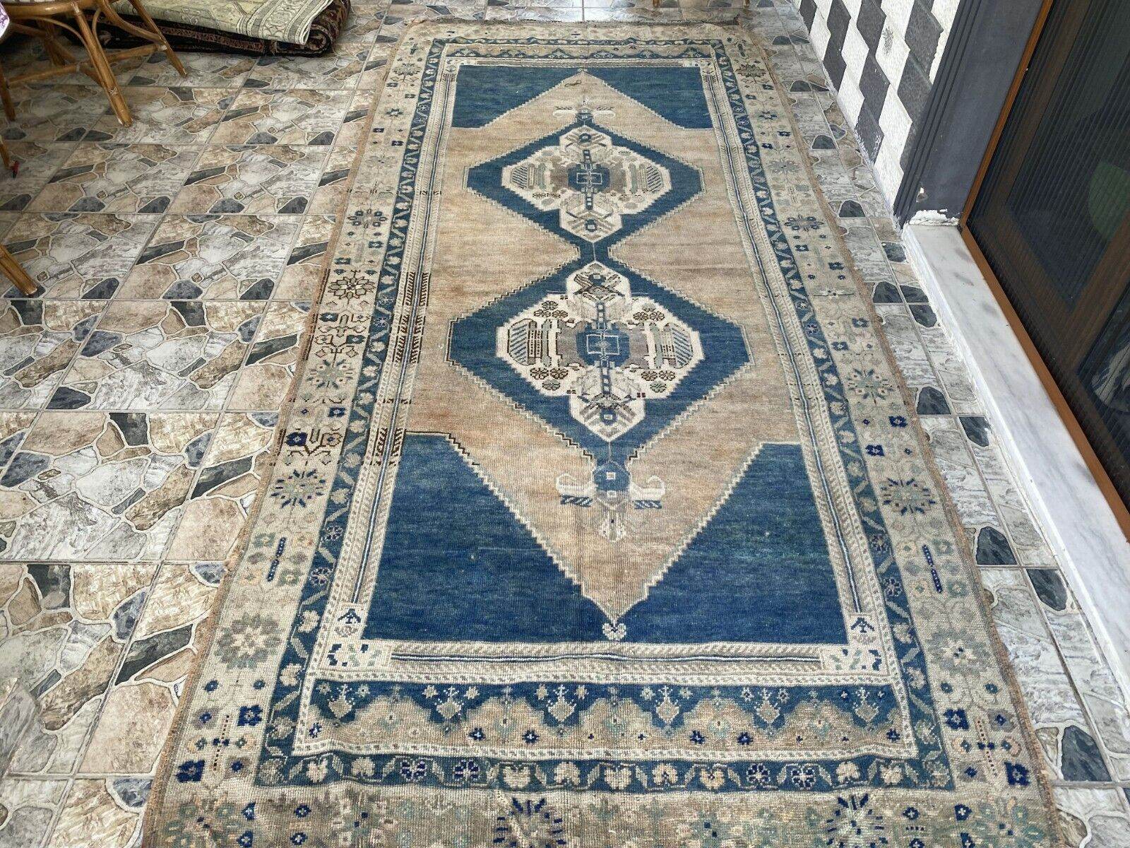 Vintage Turkish Rug | Farmhouse Handmade Wool Farmhouse Carpet Antique 5x11 ft