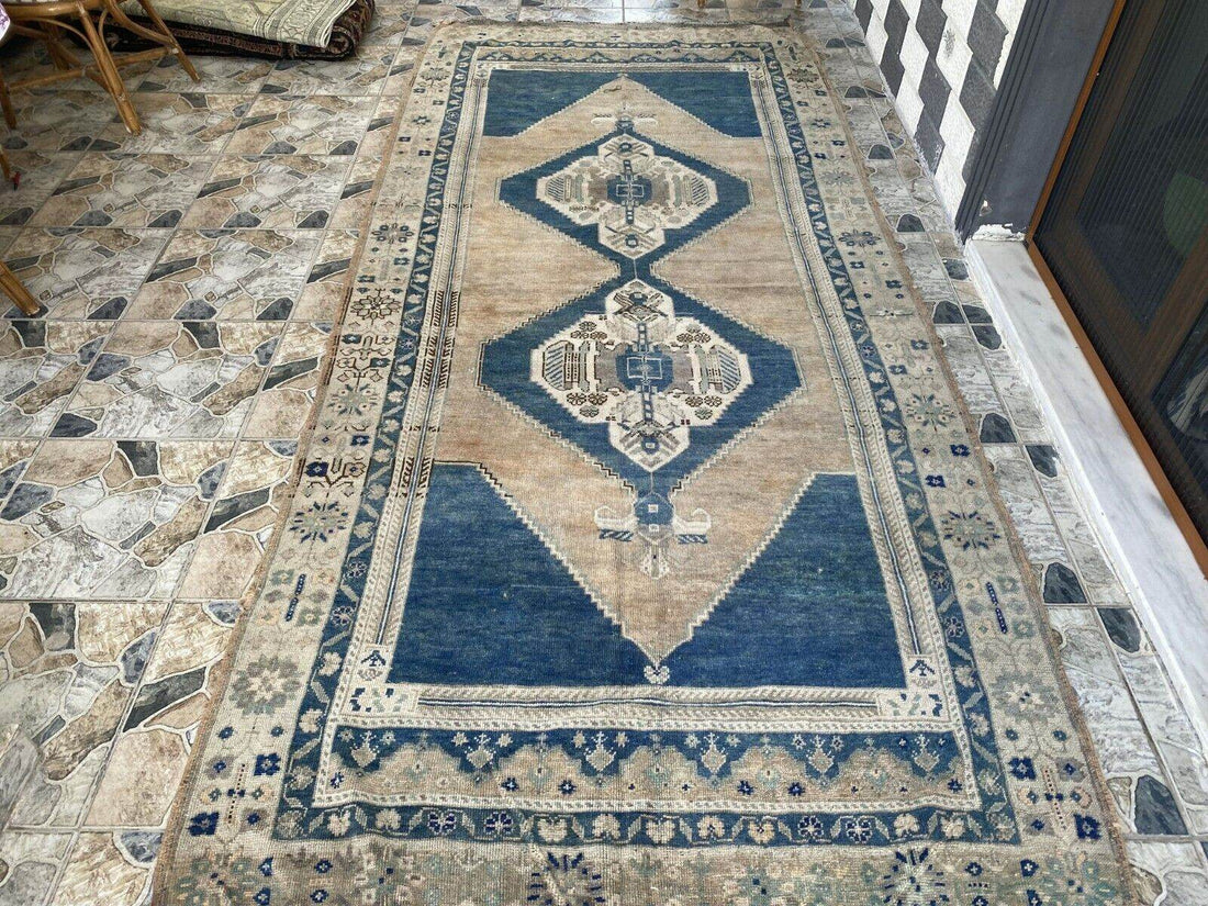 Vintage Turkish Rug | Farmhouse Handmade Wool Farmhouse Carpet Antique 5x11 ft