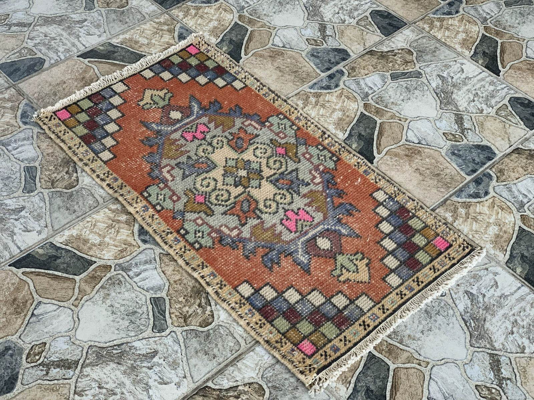 Geometric Turkish Vintage Rug * Tribal Farmhouse Anatolian HandmadeRug 1.6x2.8Ft