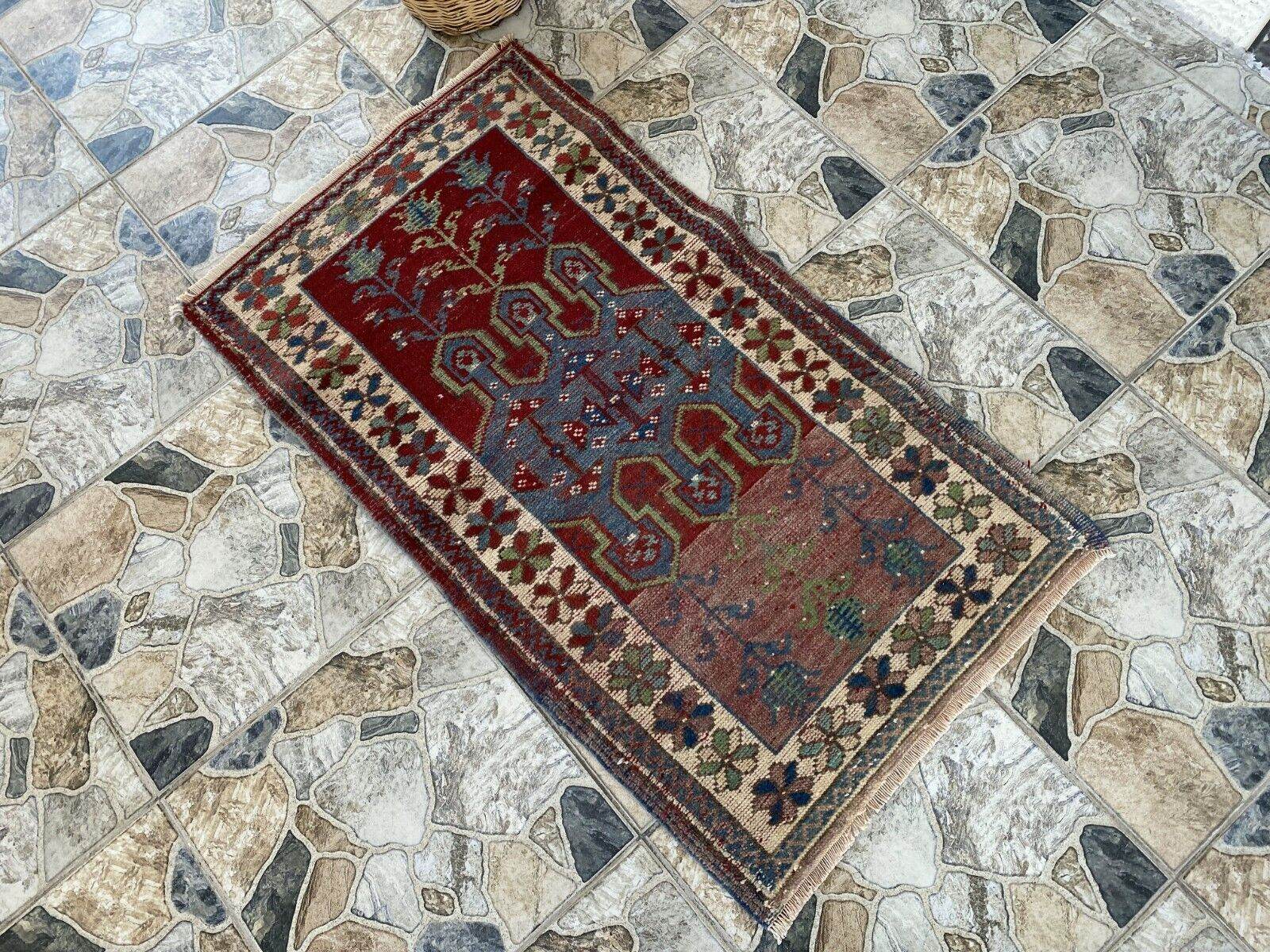 Vintage Turkish Wool Rug - 2 x 4 | Hand-Knotted Antique Oushak Anatolian Tribal