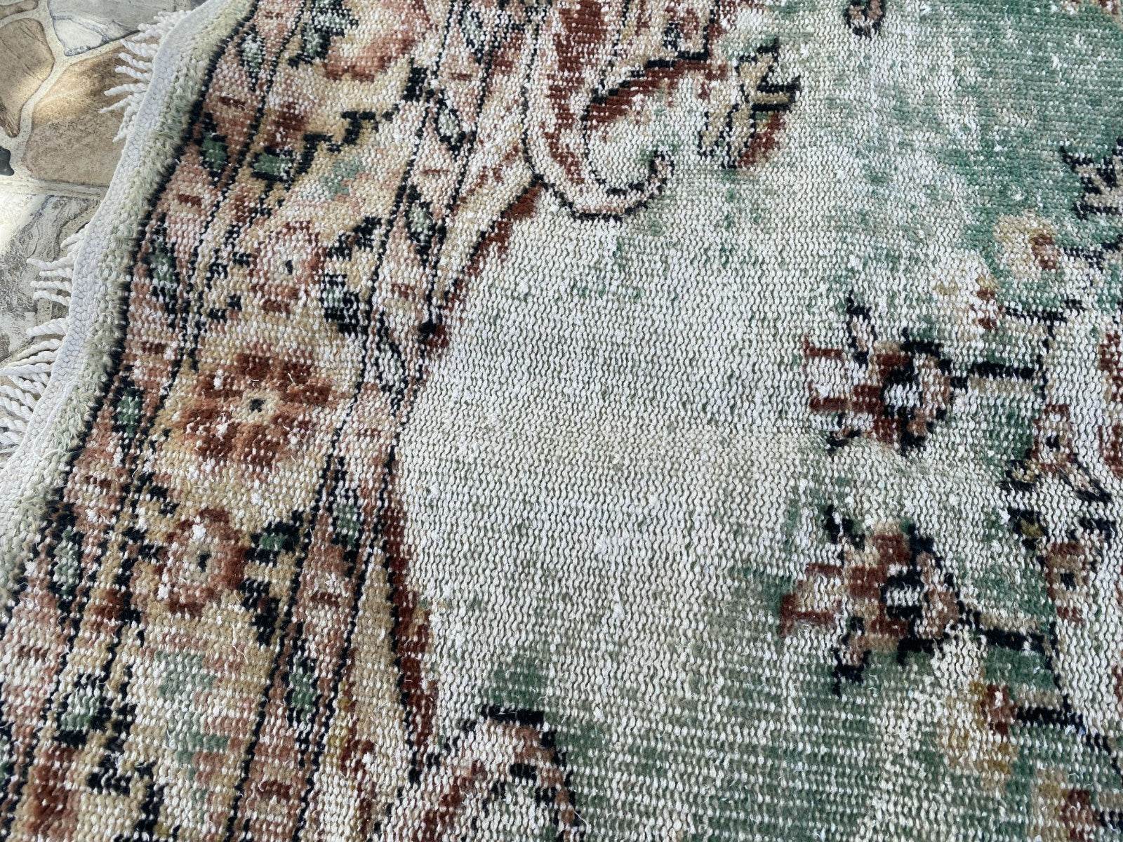 Vintage Hand-Knotted Wool Rug | 5.1 x 8.0 ft Anatolian Area Carpet Faded Rustic