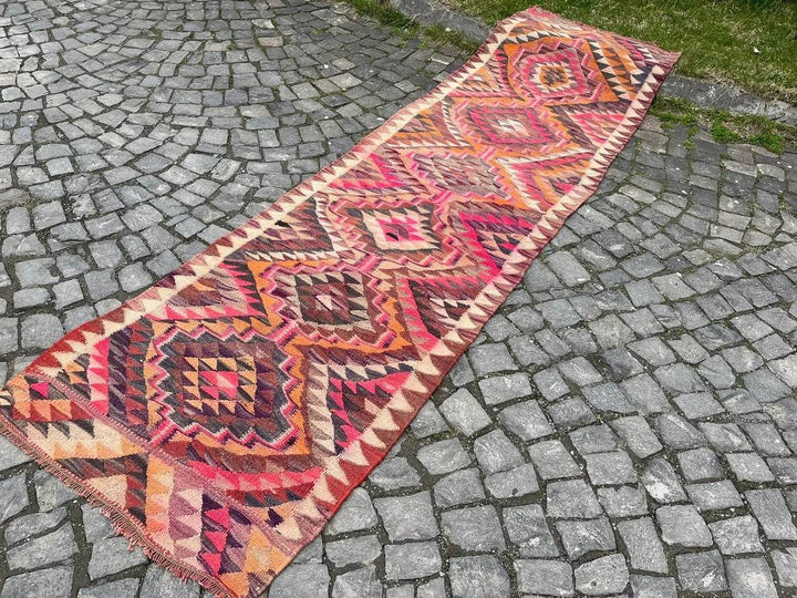 Vintage Kurdish Herki Rug | 1960s Turkish Anatolian Hand-Knotted Wool Runner Rug 3x11 ft
