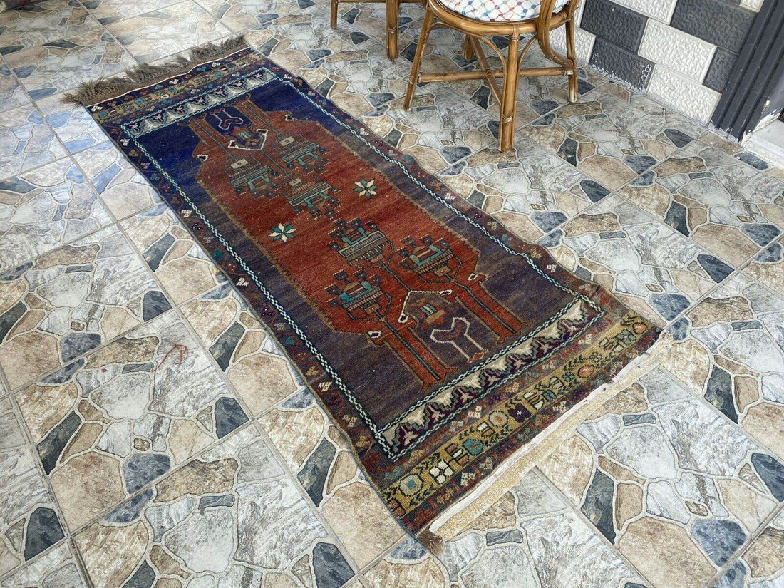 Vintage Turkish Oushak Rug | Handmade Antique Tribal Wool Farmhouse 2.8x6.9ft