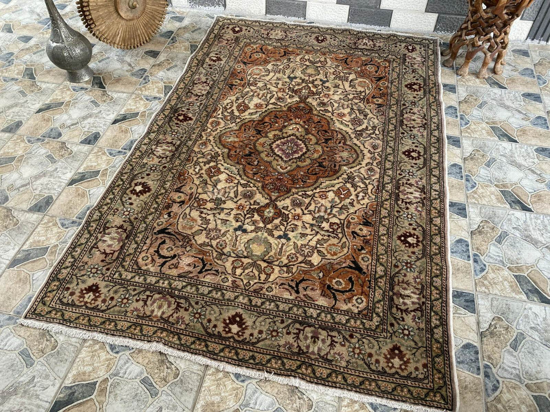 Handmade Turkish Vintage Area Rug, 1970s Antique Wool Tribal Farmhouse Carpet