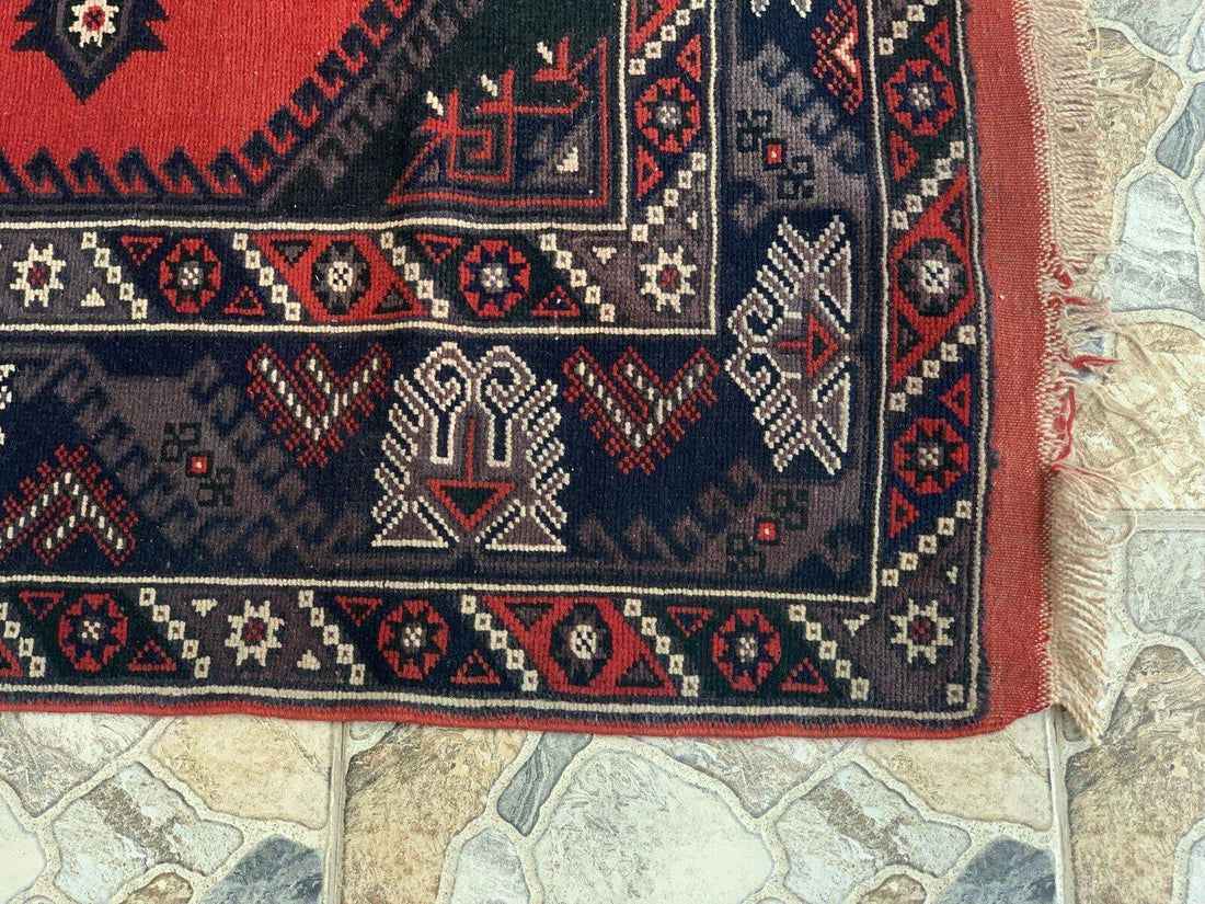 Vintage Turkish Rug | Antique Tribal Handmade Wool Farmhouse Carpet 4 x 6.14 ft