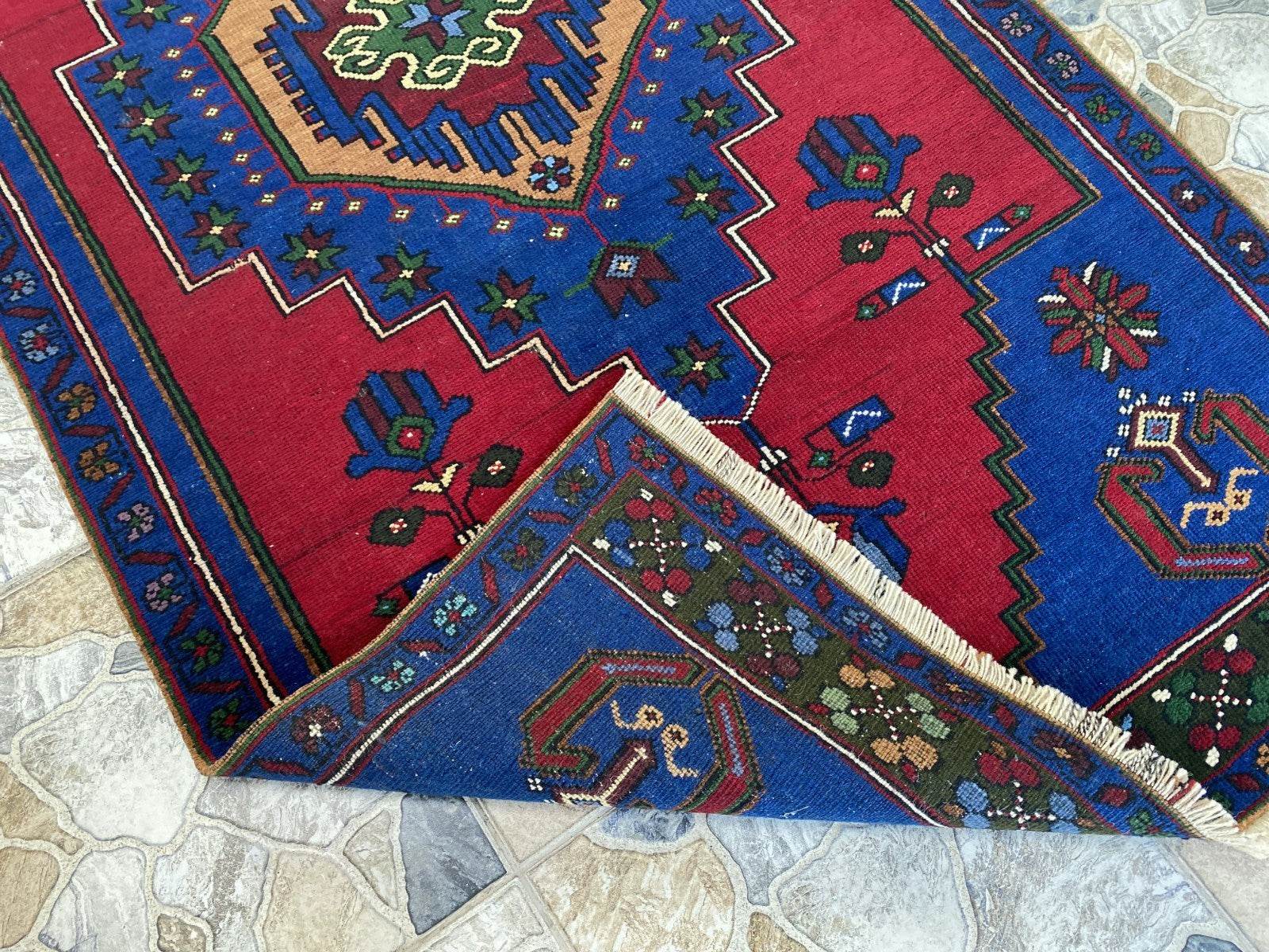 Vintage Rug | Wool Area Antique Farmhouse Anatolian Handmade Turkish Rug 4x7ft