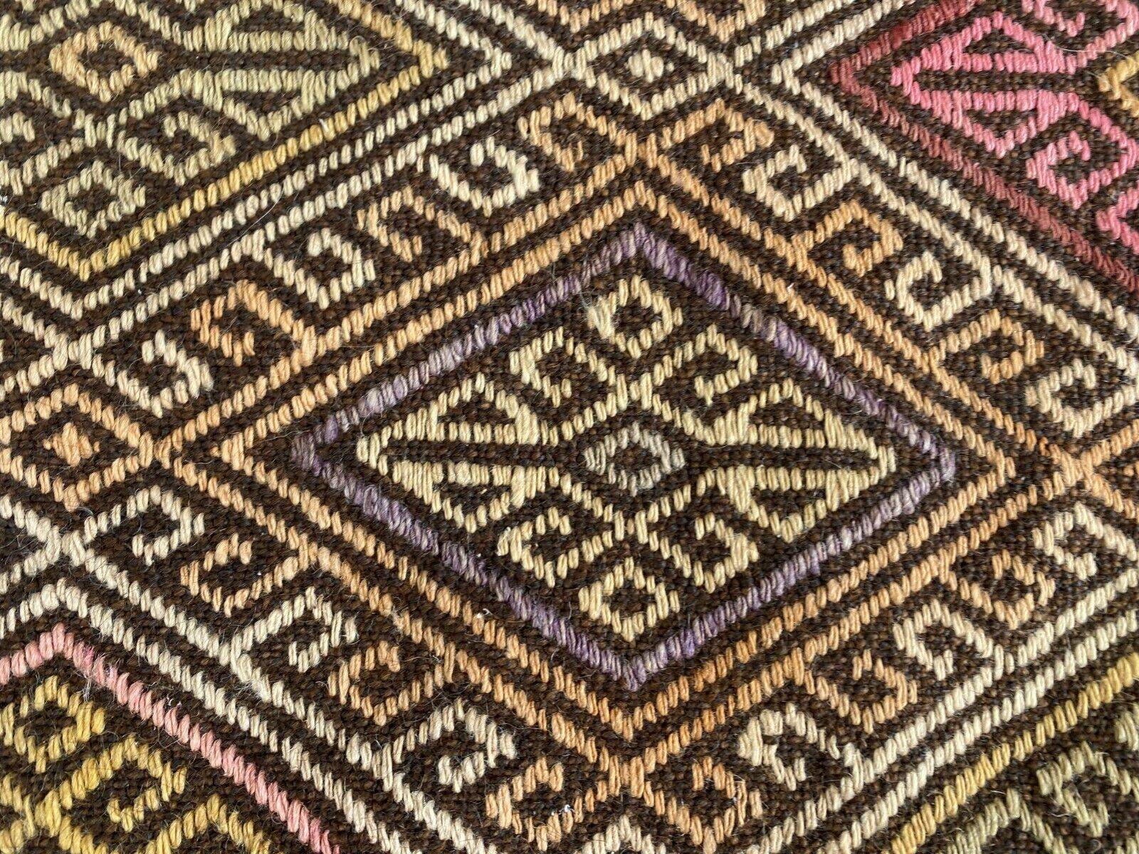 Vintage Turkish Oushak Rug, 1.8x3.7ft Red Handmade Wool Antique Tribal Small Rug