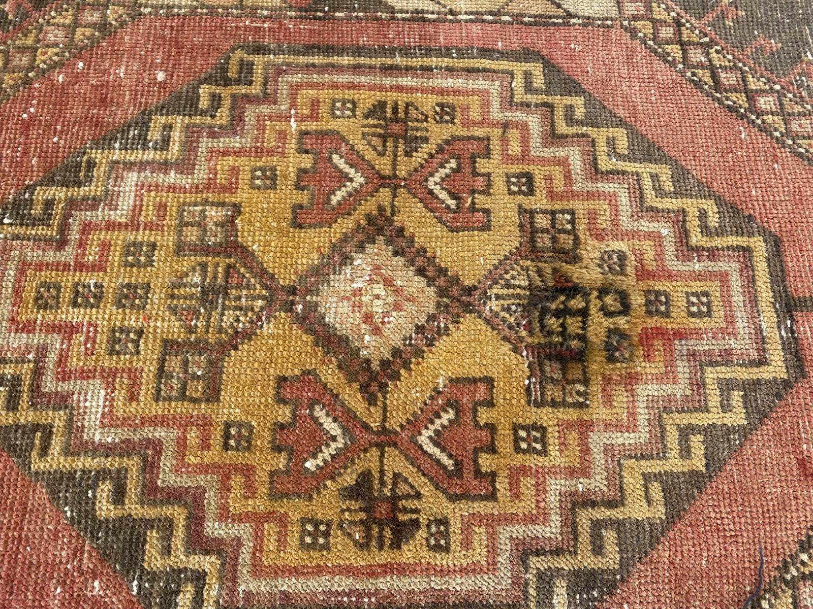 Handmade Turkish Vintage Rug | 1970s Tribal Wool Farmhouse Antique Area Carpet