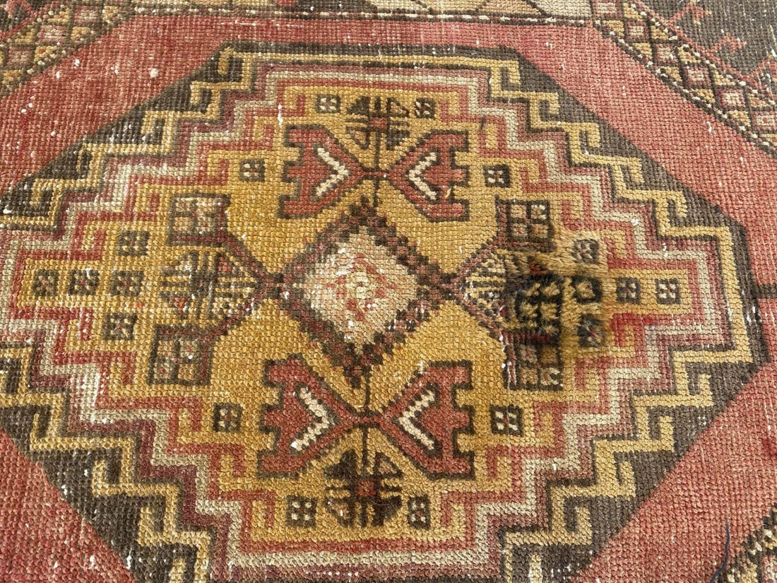 Handmade Turkish Vintage Rug | 1970s Tribal Wool Farmhouse Antique Area Carpet