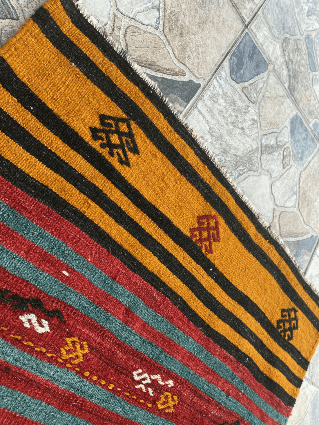 Vintage Turkish Kilim Rug | Handmade Tribal Wool Rug | Small 2x4 ft | Farmhouse