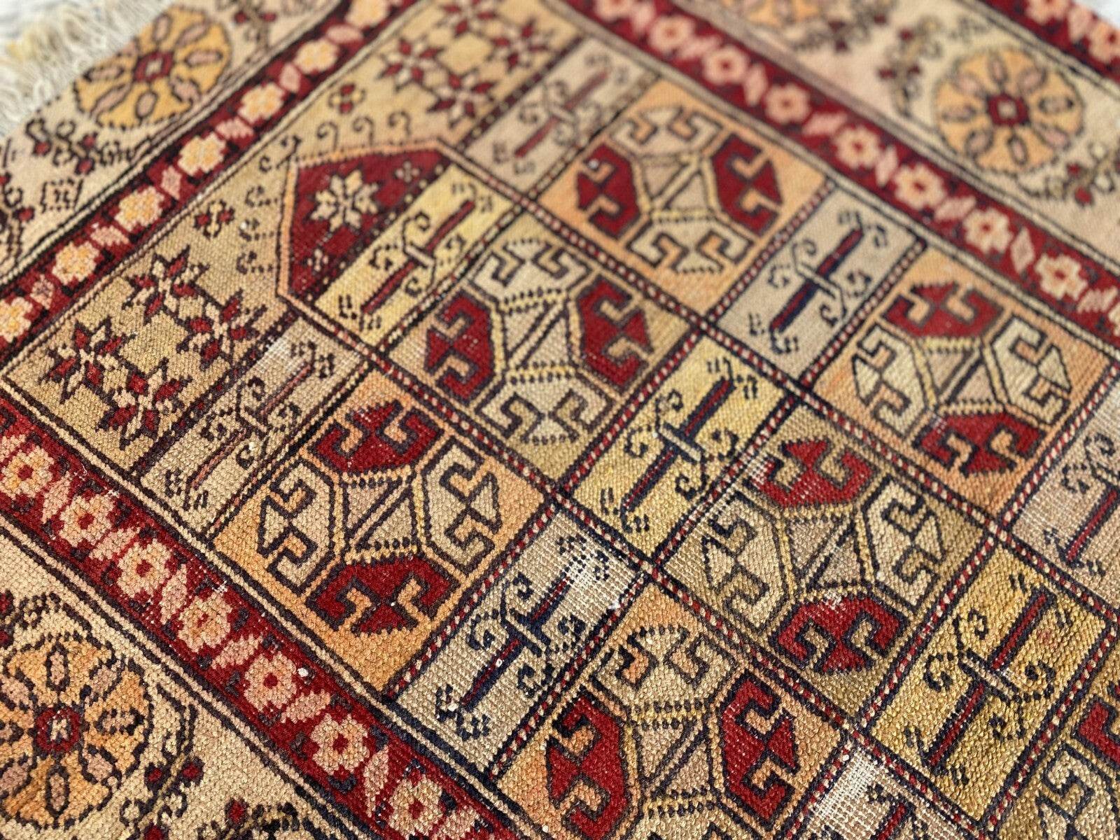 Pre 1920’s ANTIQUE ARMENIAN AREA RUG GEOMETRIC TRIBAL FARMHOUSE VINTAGE CARPET
