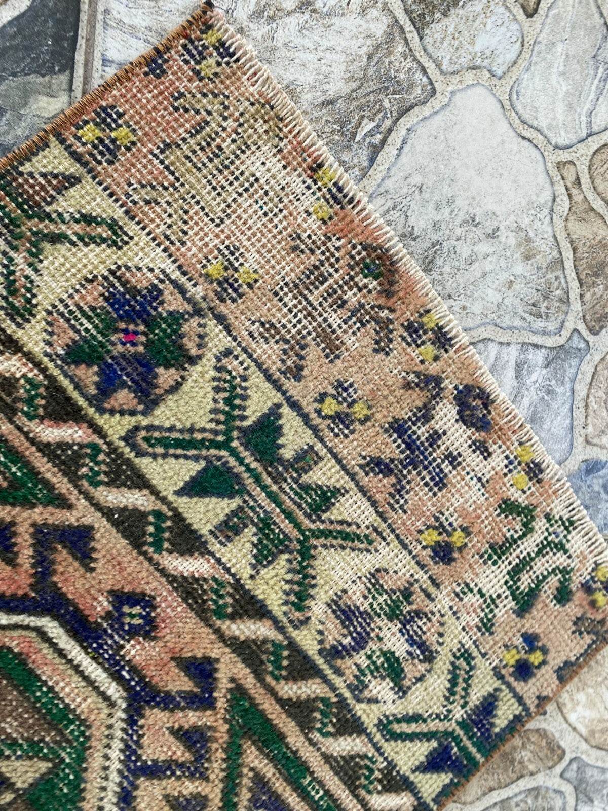 Vintage Turkish Tribal Rug | 1.4 x 4.3 ft | Handmade Wool Anatolian Runner Rug