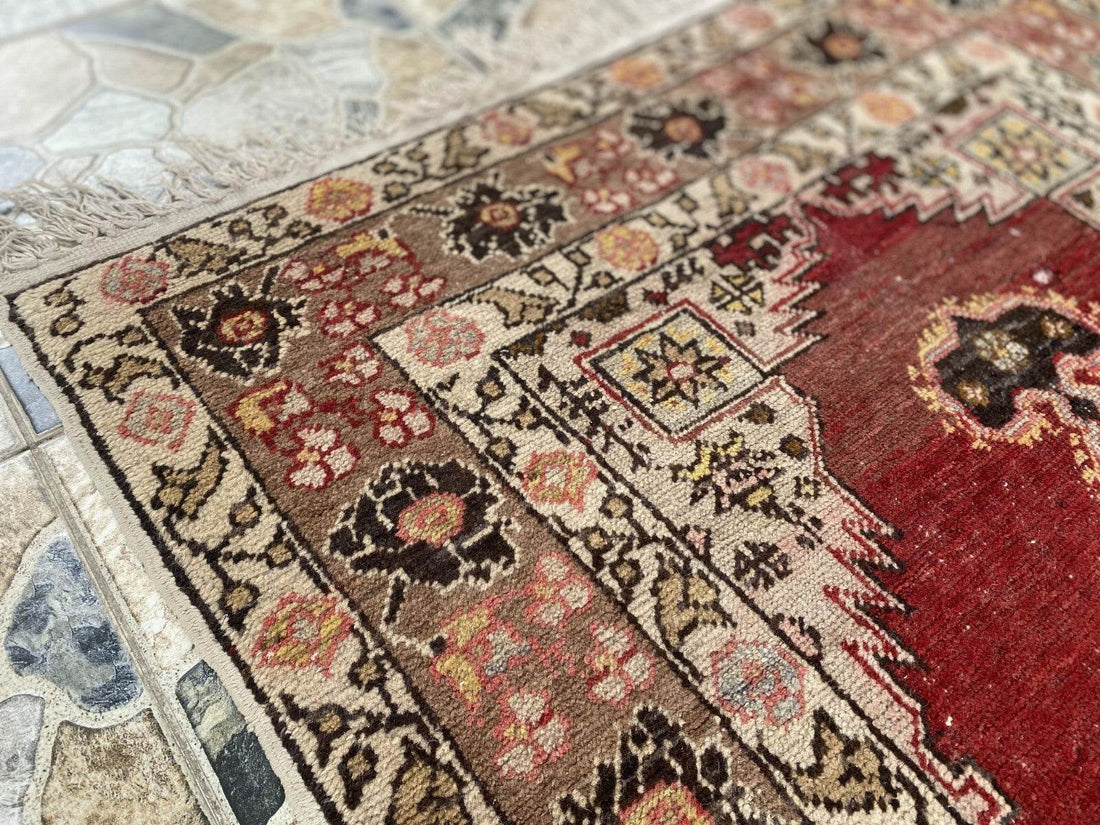 Pre 1930’s ANTIQUE ARMENIAN AREA RUG TRIBAL FARMHOUSE VINTAGE GEOMETRIC CARPET