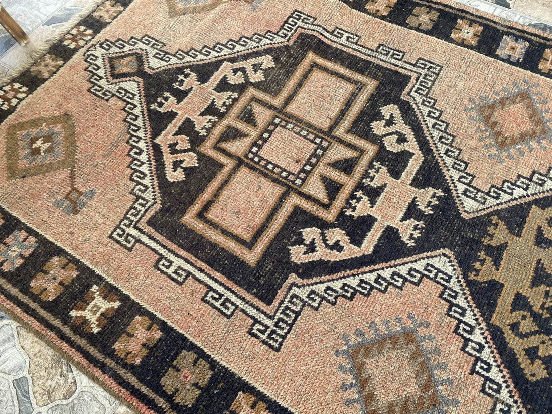 Handmade Turkish Vintage Rug | 1970s Tribal Wool Farmhouse Antique Area Carpet