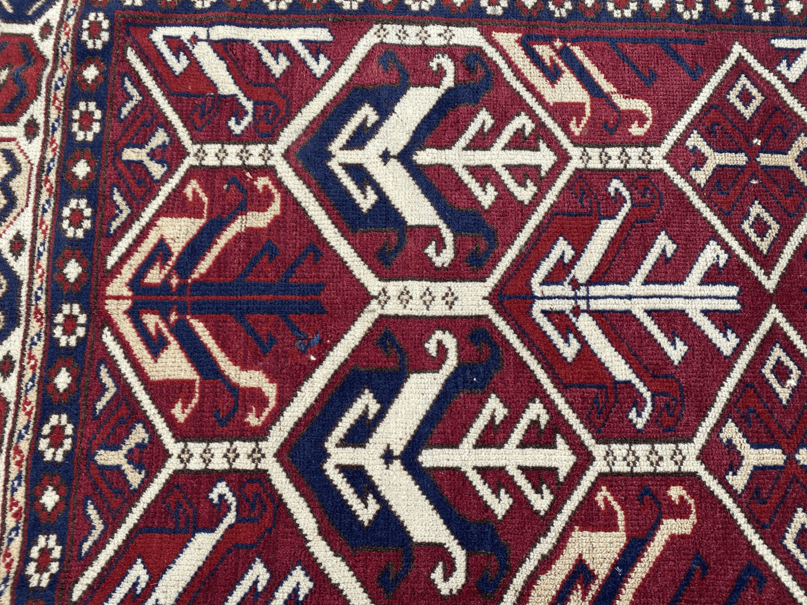Vintage Turkish Wool Rug - 3.4x5.8 | Hand-Knotted 1980s Oushak Anatolian Tribal