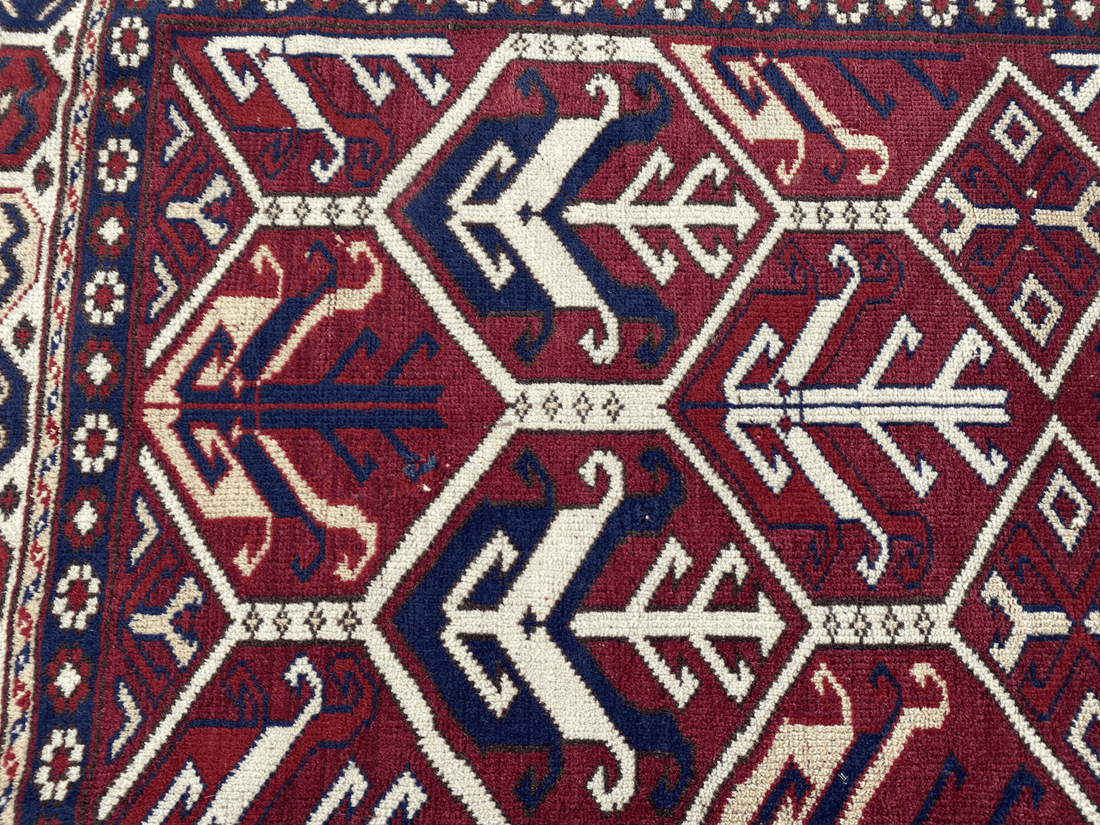 Vintage Turkish Wool Rug - 3.4x5.8 | Hand-Knotted 1980s Oushak Anatolian Tribal