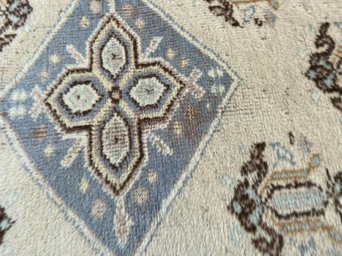 Vintage Kula Area Rug | 3.4 x 6.0 ft Hand-Knotted Wool Antique Farmhouse Carpet