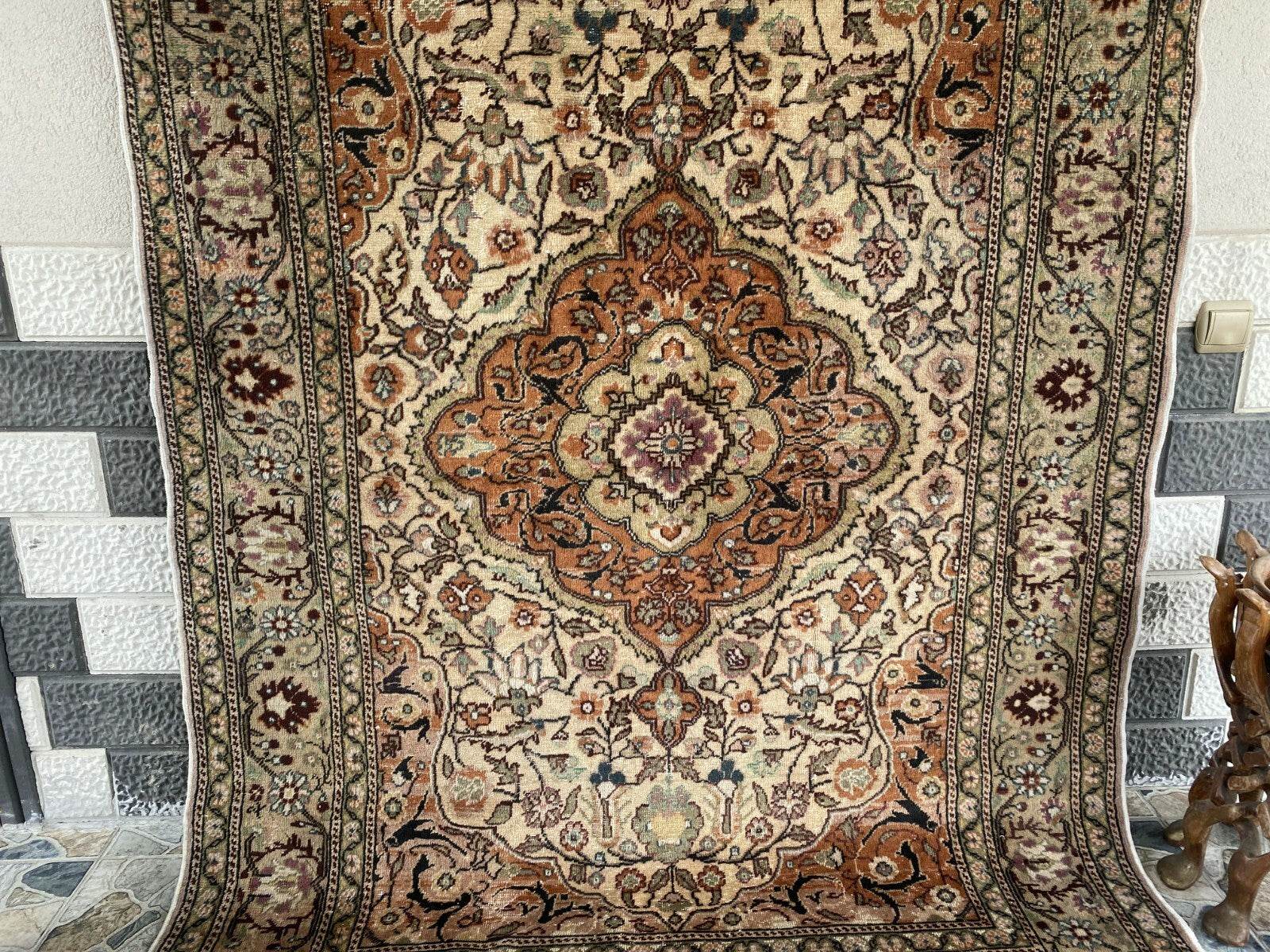 Handmade Turkish Vintage Area Rug, 1970s Antique Wool Tribal Farmhouse Carpet