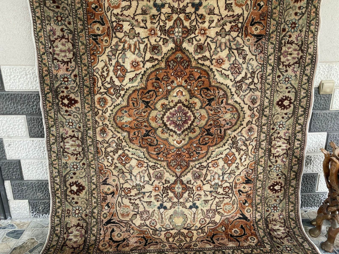 Handmade Turkish Vintage Area Rug, 1970s Antique Wool Tribal Farmhouse Carpet