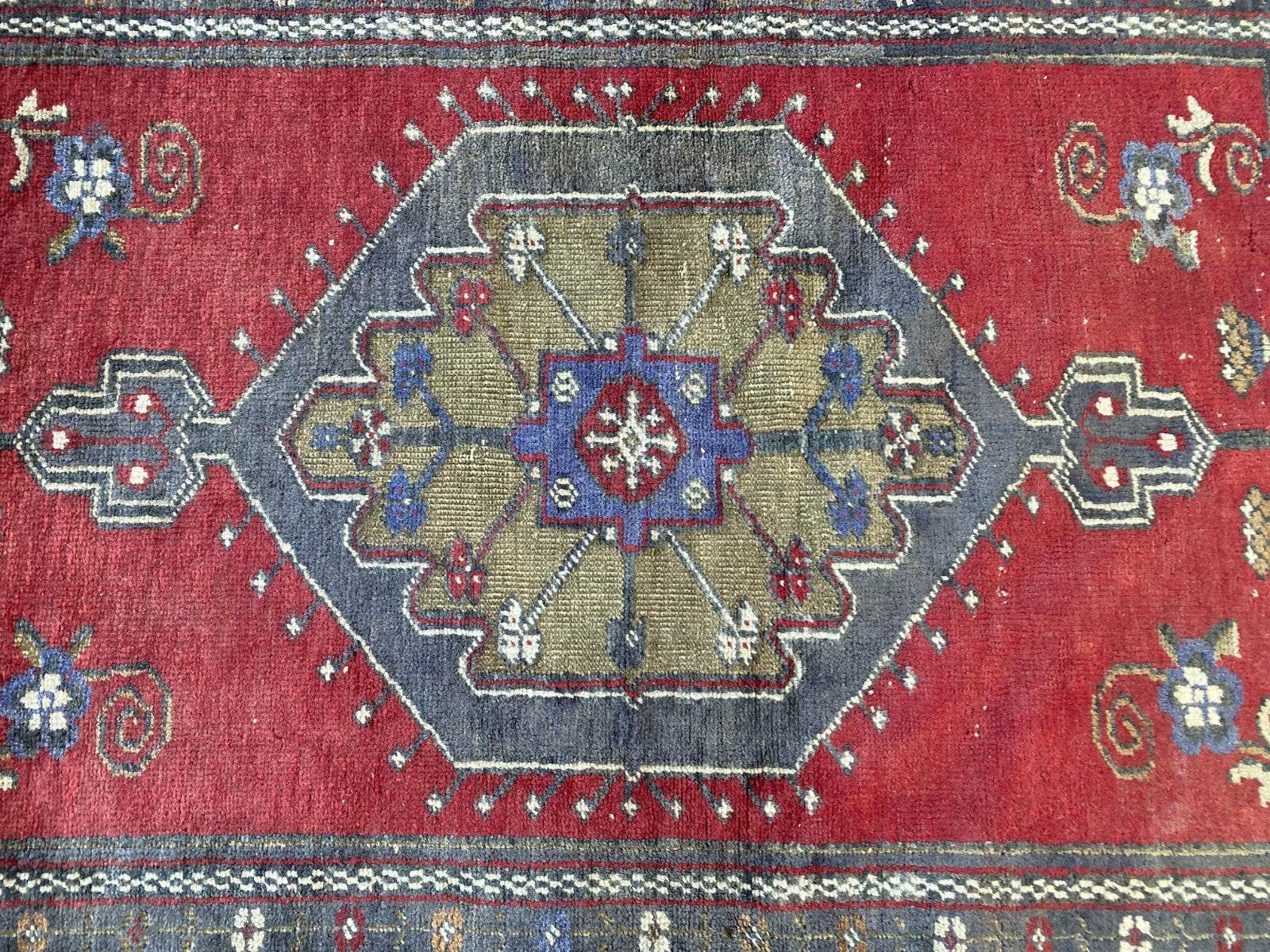 Vintage Turkish Oushak Rug | Anatolian Antique Tribal Hand-Knotted Wool Carpet 3x6 ft