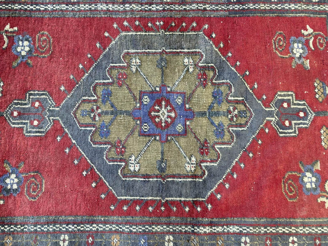 Vintage Turkish Oushak Rug | Anatolian Antique Tribal Hand-Knotted Wool Carpet 3x6 ft