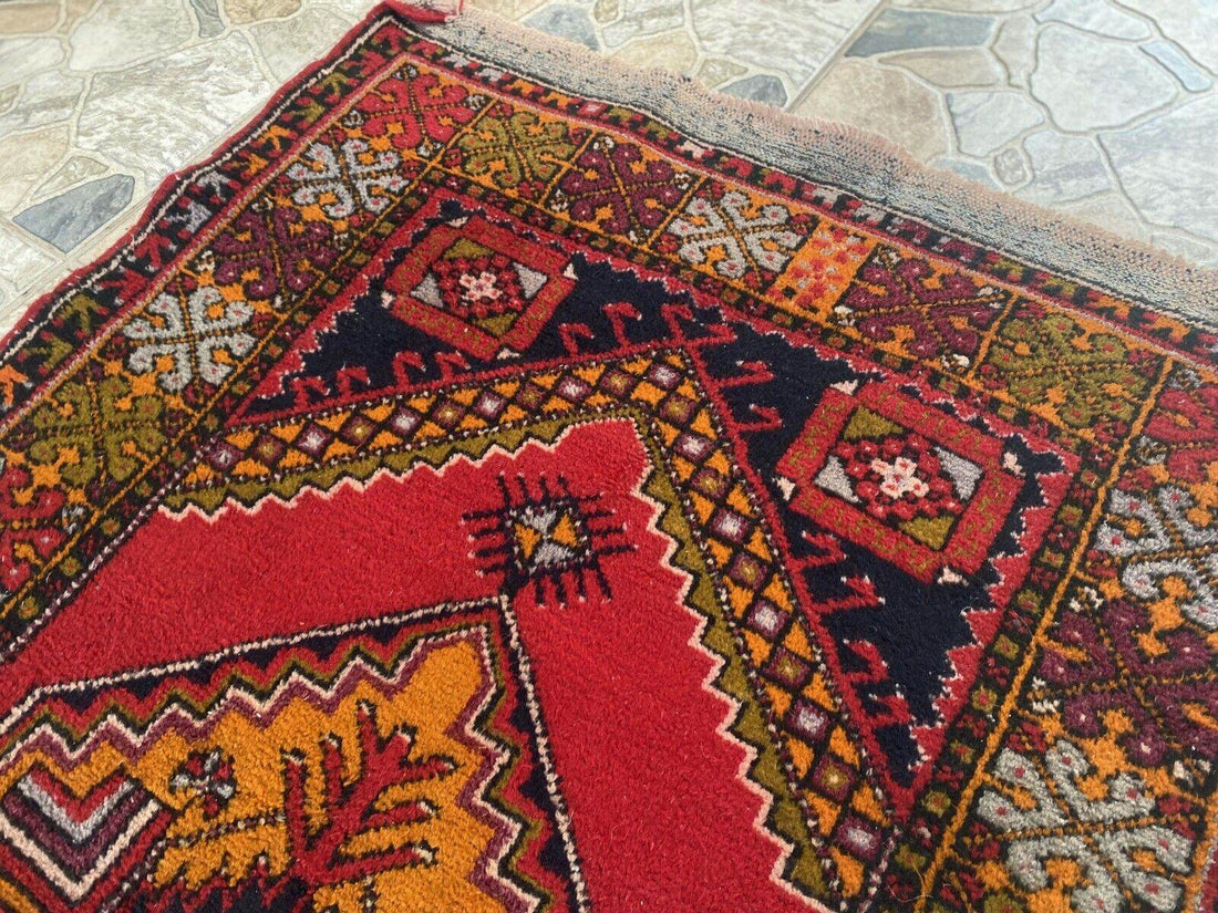 Vintage Turkish Oushak Rug | 3.3x10.8 | Wool Antique Tribal Handmade Area Rug |