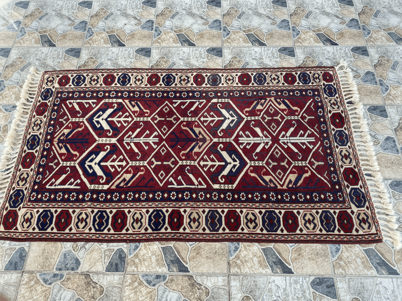 Vintage Turkish Wool Rug - 3.4x5.8 | Hand-Knotted 1980s Oushak Anatolian Tribal