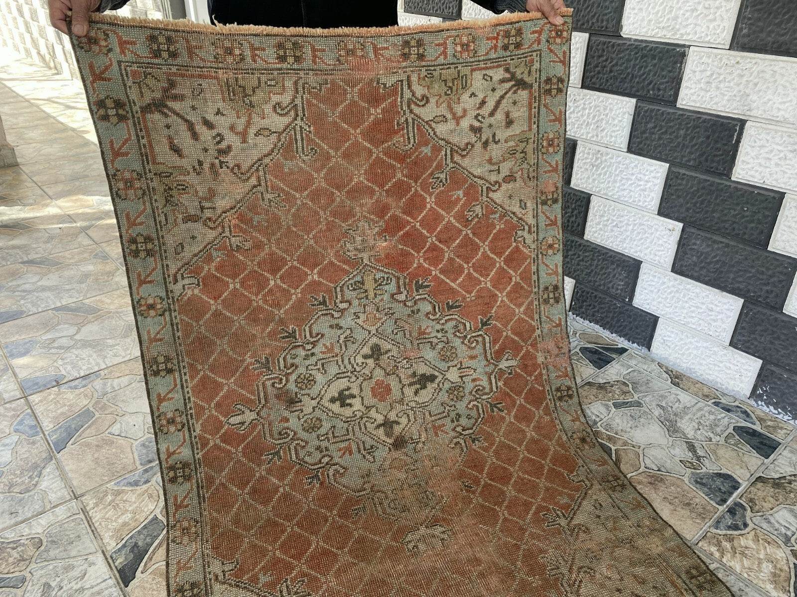 Vintage Turkish Oushak Rug | Anatolian Antique Brown Hand-Knotted Wool Area Rug